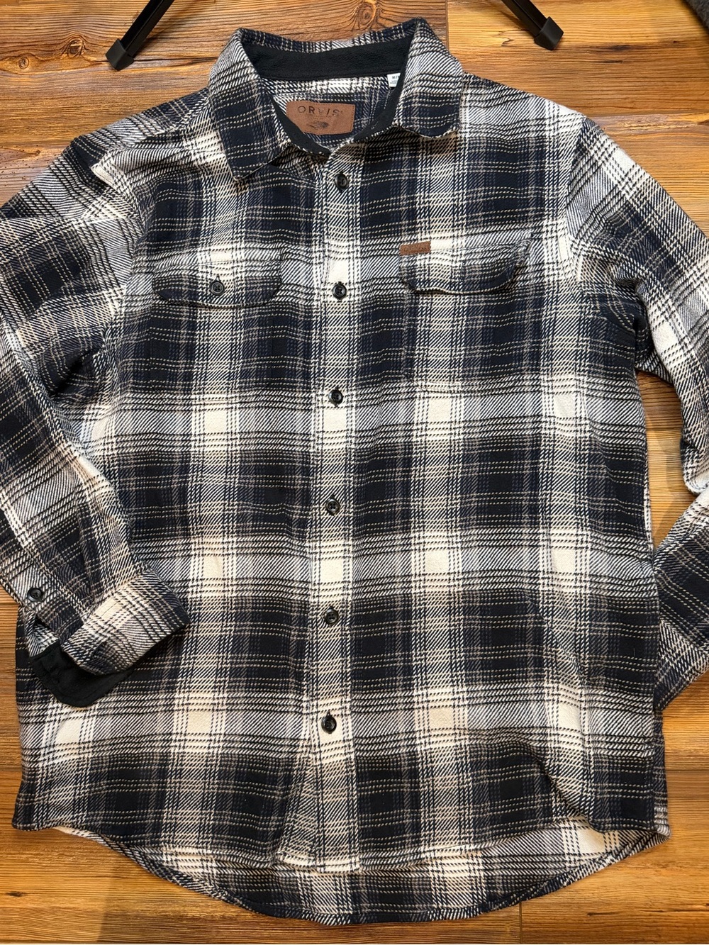 Orvis Men’s Plaid Flannel Shirt Jacket 100% Cotton M